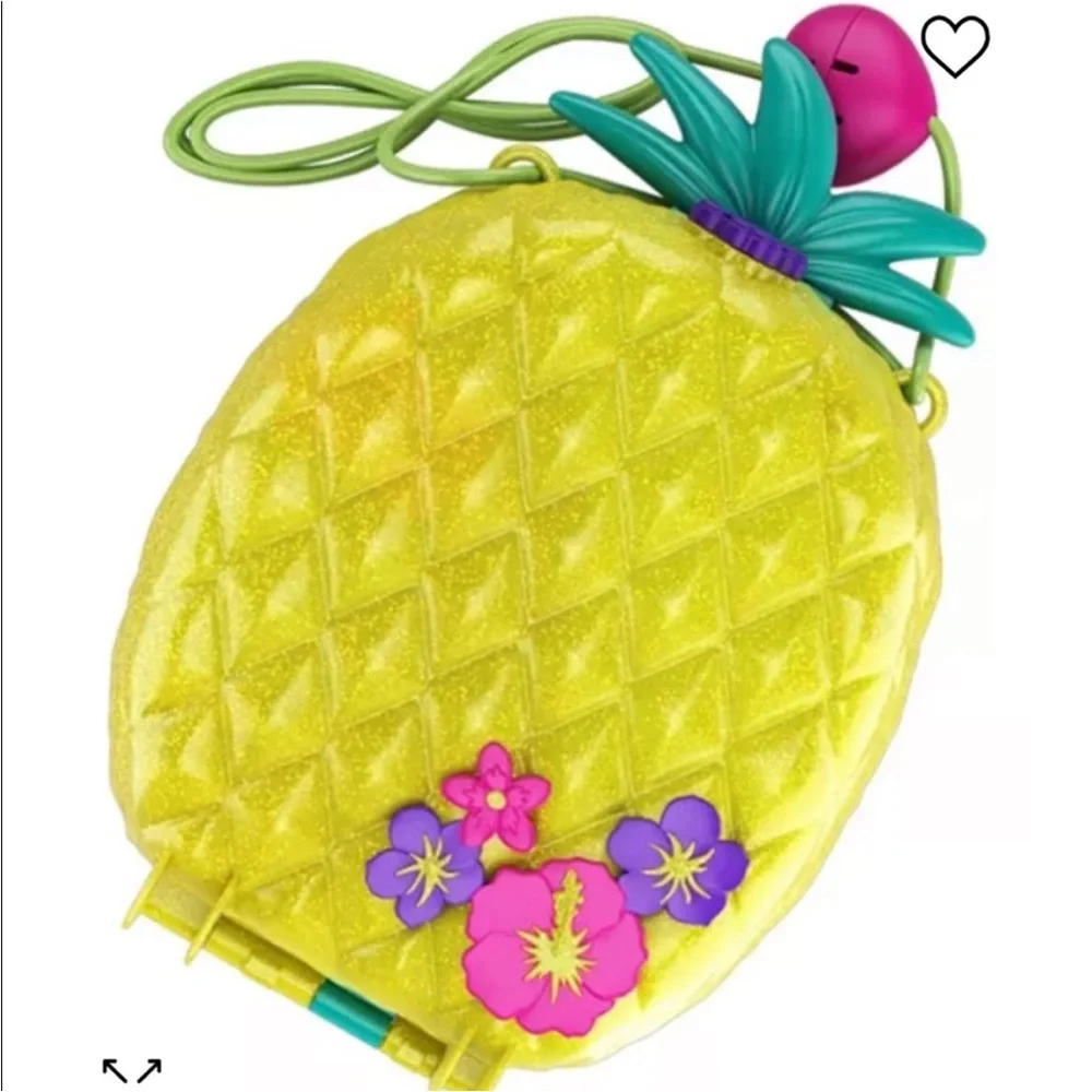 Polly Pocket Tropicool Plastic Pineapple 🍍 Crossbody Bag Purse Compact 💛🩷💜💚